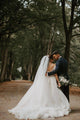 Ball Gown Off-the-Shoulder Sweep Train Sleeveless Lace Appliques Rustic Wedding Dress OHD144 | Cathyprom