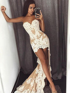 Champagne Lace Long Prom Dress, Evening Dress CMS211205