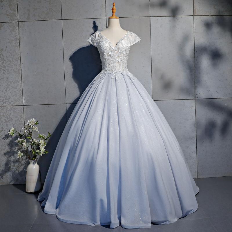 light blue cap sleeve dress Light Blue Linen Blend Cap Sleeves Stitch A Line Dress shopaleena