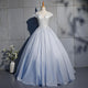 Ball Gown Light Blue Cap Sleeves Lace Long Prom Dress, Evening Dress CMS211129