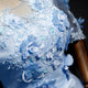 Light Blue Short Sleeves Long Prom Dress With Lace, Evening Dresses YZ211042