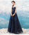 Fancy Blue A-Line Sleeveless Open Back Long Prom Dress, Evening Dress SHK006