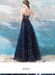 Fancy Blue A-Line Sleeveless Open Back Long Prom Dress, Evening Dress SHK006