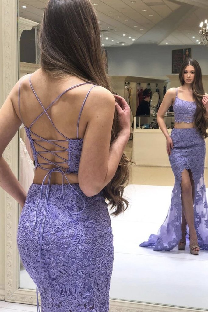 purple dress short in front long in back Short in Front and Long Back Prom Dress