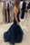 Mermaid Dark Navy Lace Applique Long Tulle Prom Dress Charming Evening Dress OHC511 | Cathyprom