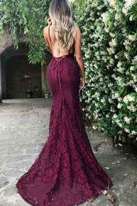 Sexy Mermaid Deep V-Neck Lace Long Prom Dress, Evening Dress CMS211124