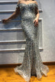 Mermaid Off the Shoulder Beading Long Grey Tulle Lace Prom Dresses Evening Dresses OHC439 | Cathyprom
