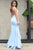 Mermaid Scoop Neck Backless Blue Satin Long Prom Dress With Split YZ211069