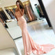 Mermaid Spaghetti Straps Sweep Train Pink Stretch Satin Prom Dress, Evening Dress YZ211070