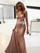 Mermaid Charming Open Back Spaghetti Straps Long Prom Dresses, Evening Dress CMS211142