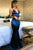 Mermaid Royal Blue Satin Sweep Train Long Prom Dresses CW41517