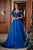 Modest Simple Royal Blue Off The Shoulder Short Sleeves Satin Long Prom Dress Party Dress OHC414 | Cathyprom