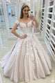 White A-Line Lace Long Prom Dress With Appliques CMS211203
