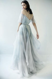 Fancy A-line Off Shoulder Chiffon Long Prom Dresses, Evening Dresses CMS211117