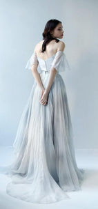 Fancy A-line Off Shoulder Chiffon Long Prom Dresses, Evening Dresses CMS211117