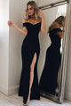 Sexy Off-The-Shoulder Black Split Prom Dress, Party Dress YZ211060