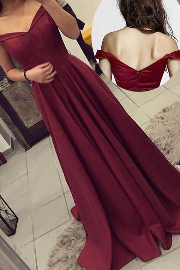 A-Line Burgundy Off-The-Shoulder Long Prom Dresses, Evening Dresses YZ cathyprom A-Line Burgundy Off-The-Shoulder Long Prom Dresses, Evening Dresses YZ cathyprom