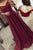 A-Line Burgundy Off-The-Shoulder Long Prom Dresses, Evening Dresses YZ211056