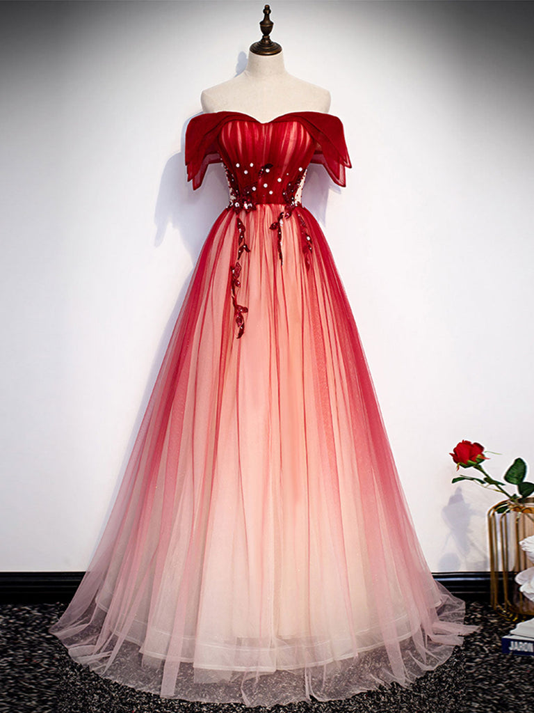 Off the Shoulder Burgundy Prom Dresses, Wine Red Tulle Graduation Dres cathyprom Off the Shoulder Burgundy Prom Dresses, Wine Red Tulle Graduation Dres cathyprom