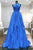 One Shoulder Backless Blue Chiffon Long Prom Dress With Beadings, Evening DressCMS211159