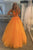 A-Line Orange Tulle Long Prom Dress With Lace, Evening Dress CMS211104