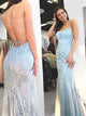 Exquisite Sheath Prom Dresses Spaghetti Straps Tulle Prom Gowns CP118