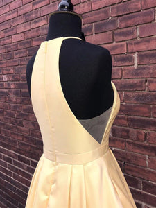 Simple Satin Jewel Floor-length A-line Prom Dresses PD295