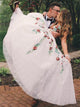 Gorgeous Lace Prom Dresses A-line Floral Gowns With Sweep Train CP120