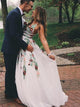 Gorgeous Lace Prom Dresses A-line Floral Gowns With Sweep Train CP120