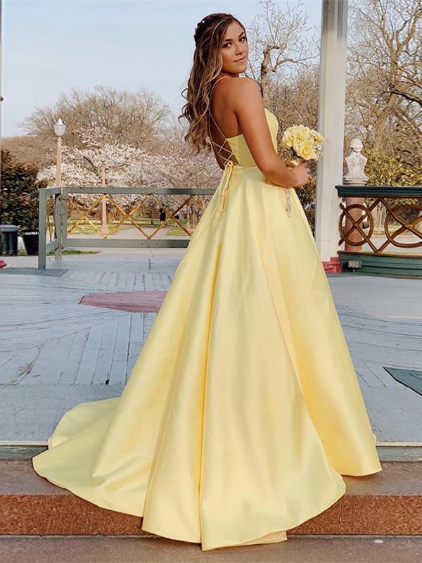 Modest Spaghetti Straps Satin Prom Dresses A-line Rhinestones Formal D cathyprom Modest Spaghetti Straps Satin Prom Dresses A-line Rhinestones Formal D cathyprom