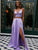 Fashion Satin Straps A-line Prom Dresses 2 Pieces Gowns With Slit CP112|Cathyprom