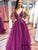 Sexy Deep V-Neck A Line Prom Dress Long Charming Appliques Beaded Prom/Evening Gowns PIN07123|CathyProm