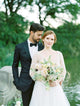 3/4 Sleeve Sexy Deep V Neck Rustic Wedding Dress Chic Lace See Though Back Wedding Dress Bridal Gown PIN0714|CathyProm