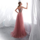 A-Line V-Neck Beaded Tulle With Slit Prom Dress, Evening Dress YZ211048