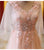 Pink A-Line Tulle Lace V-Neck Floor Length Prom Dresses, Evening Dress CMS211130
