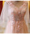 Pink A-Line Tulle Lace V-Neck Floor Length Prom Dresses, Evening Dress CMS211130