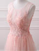 A-Line Tulle Lace Applique Backless Long Prom Dress, Party Dress YZ211046