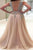 Beautiful A Line V Neck Sleeveless Sweep Train Tulle Prom Dresses with Rhinestones Slit OHC528