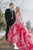 A Line Sweetheart Chiffon Asymmetrical Long Yellow/Pink Prom Dresses with Ruffles OHC519