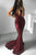 Mermaid Sequins V Neck Sweep Train Backless Long Sequins Prom Dresses OHC522