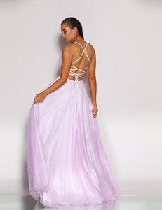 Purple A-Line V-Neck Long Lace Up Prom Dress, Evening Dress CMS211108