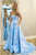 A-Line Sweetheart Sky Blue 3D Floral Applique Long Prom Dresses 2020 LPD7