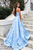 A-Line Sweetheart Sky Blue 3D Floral Applique Long Prom Dresses 2020 LPD7