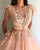 A-line Blush Pink Tulle Appliques Prom Dresses with Slit GH6425