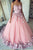 Ball Gown Pink Tulle Lace Applique Long Sweetheart Strapless Prom Dresses VG4532