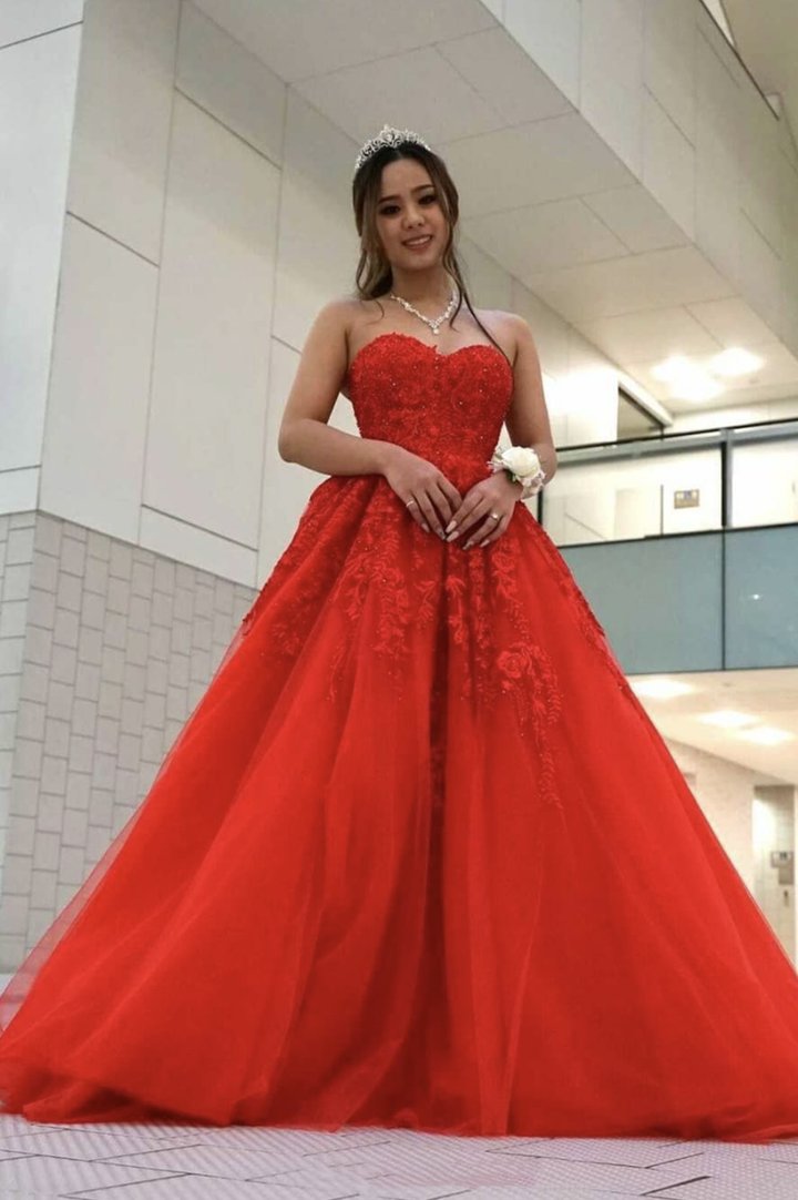 Red A-Line Long Prom Dress With Lace, Evening Dress CMS211107 cathyprom Red A-Line Long Prom Dress With Lace, Evening Dress CMS211107 cathyprom