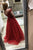 Red Tulle Long A-line Prom Dress With Beads, Evening Dress SJ211078