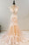 Mermaid Round Neck Champagne Lace Long Prom Dress, Evening Dress CMS211168