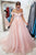 Fancy A-Line Pink Tulle Off The Shoulder Long Prom Dress, Evening Dress  SHK002