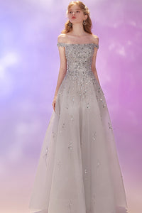 A Line Shiny Off The Shoulder Long Prom Dress, Evening Dress SHK009